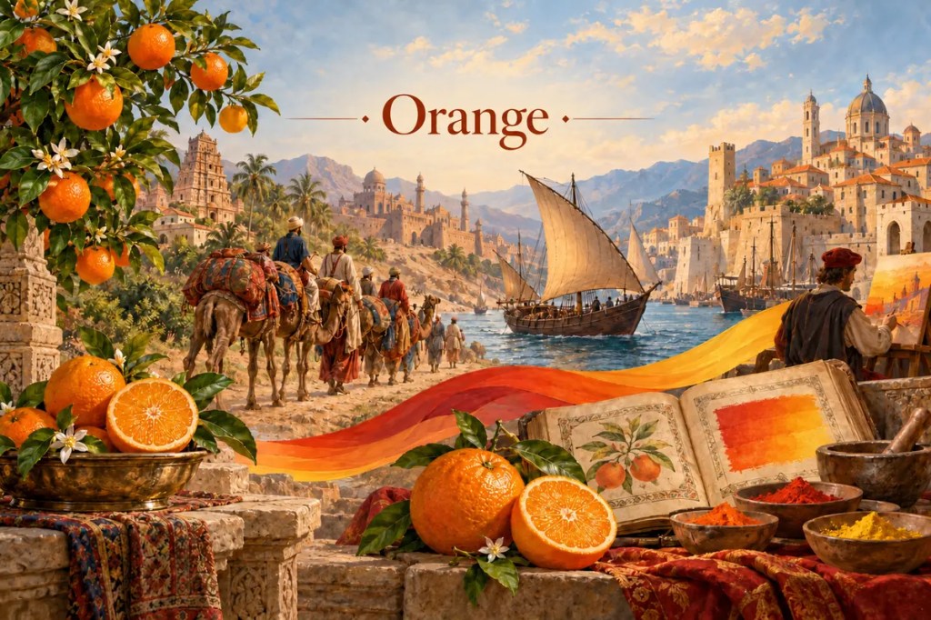 Orange fruit and its historical trade route from South Asia through Persian, Arab, and Mediterranean worlds